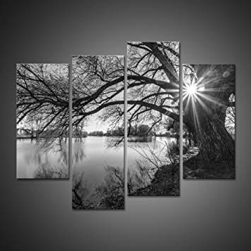 Black And White Tree Canvas Painting at PaintingValley.com | Explore ...