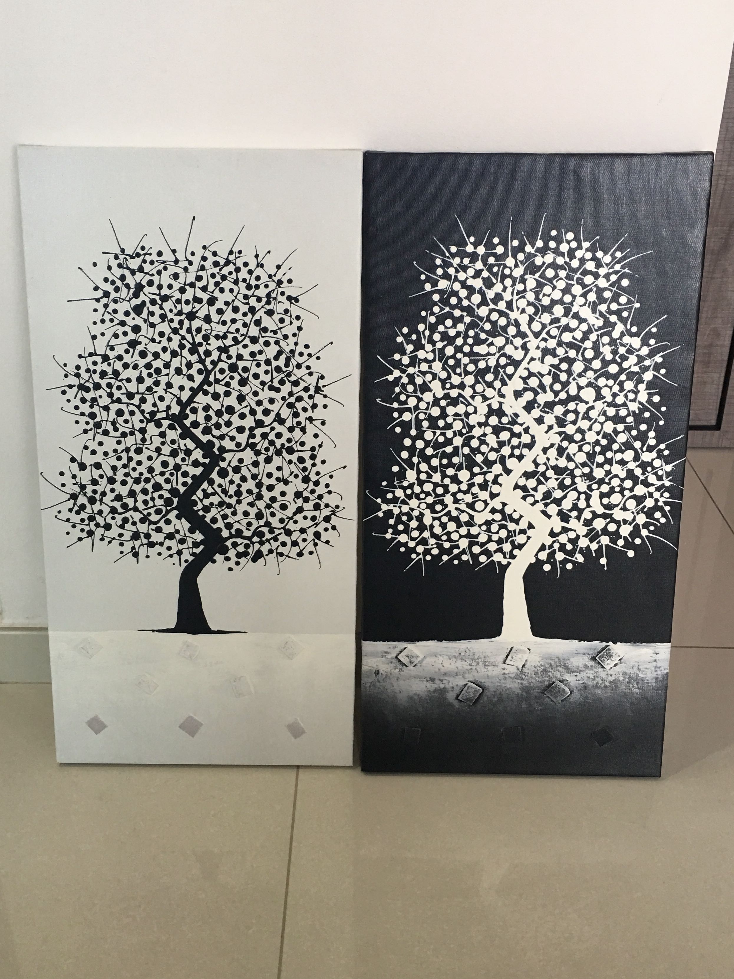 2491x3320 Black Amp White Trees Canvas Painting, Furniture, Home Decor - Black And White Tree Canvas Painting