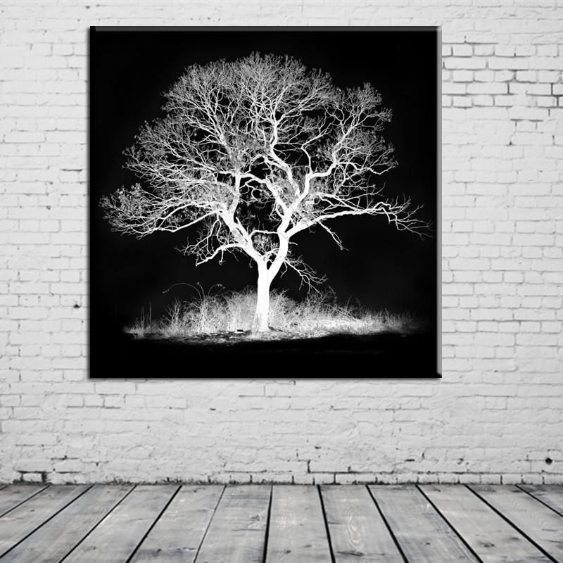 800x800 Black White Tree Decorations Modular Pictures Spray Painting - Black And White Tree Canvas Painting