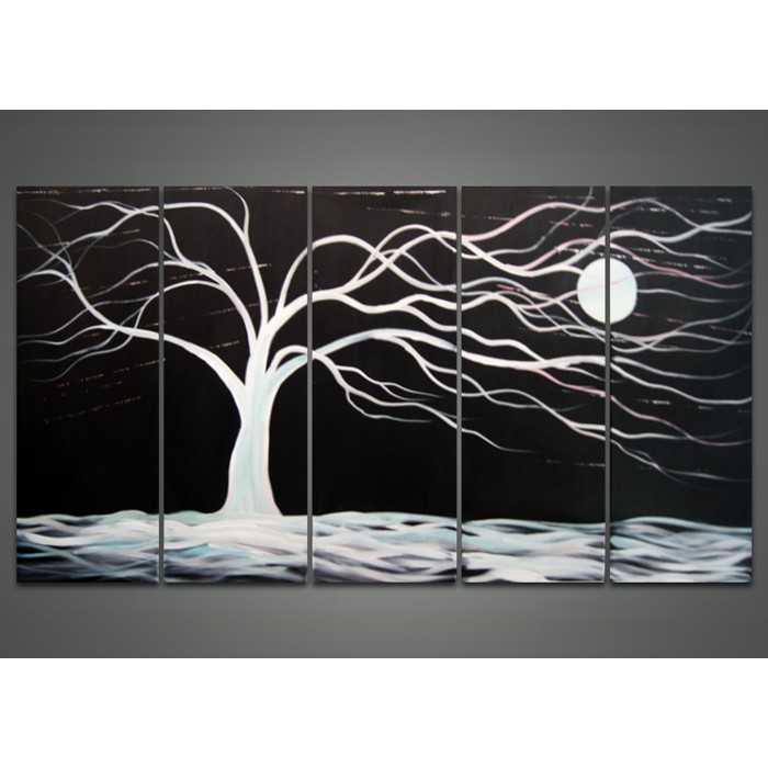 700x700 Abstract Black Tree Canvas Painting 1023 - Black And White Tree Canvas Painting