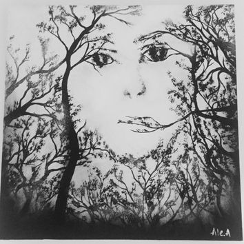 354x354 Best Abstract Painting Of Woman Products On Wanelo - Black And White Tree Painting