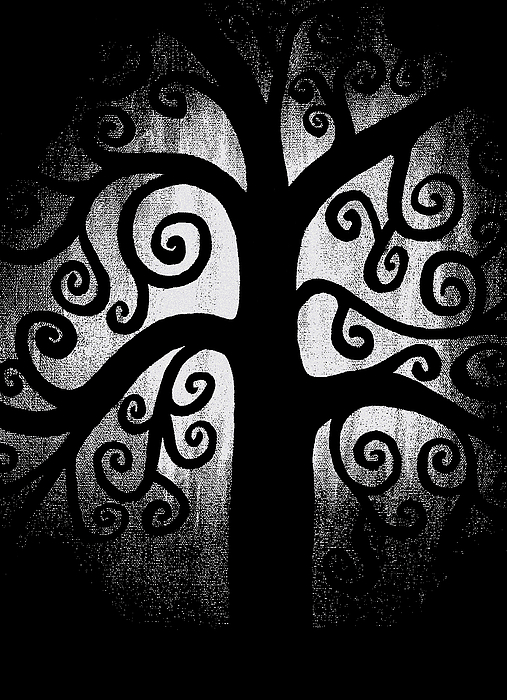 507x700 Black And White Tree Painting By Angelina Vick - Black And White Tree Painting