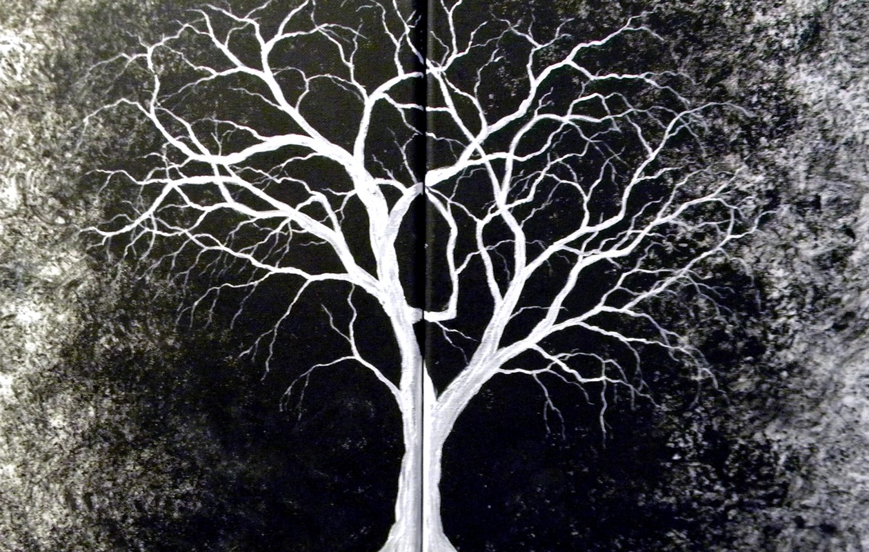 1260x800 Introverted Painting White Tree Original Painting - Black And White Tree Painting