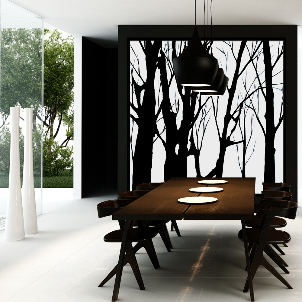 1000x1000 Modern Art Home Decor - Black And White Tree Painting