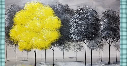 500x263 Angela Anderson Art Blog Pop Of Color Black And White Trees - Black And White Tree Painting