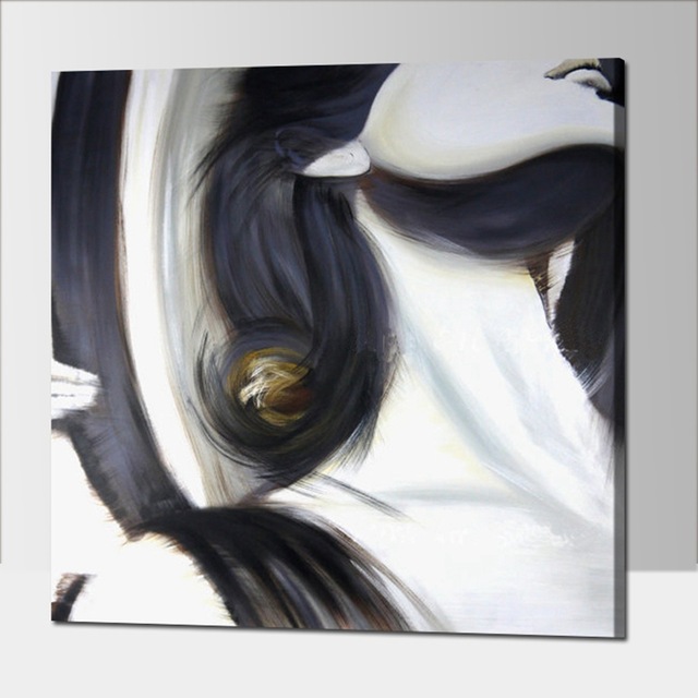 640x640 Hand Painted Black White Women Oil Painting Modern Abstract Figure - Black And White Woman Painting