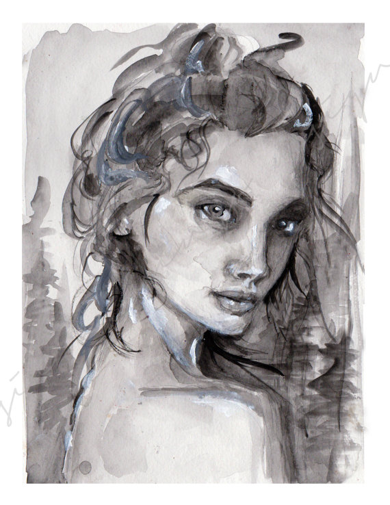 570x738 Lady Painting Modern Art Lady Statement Woman Painting - Black And White Woman Painting