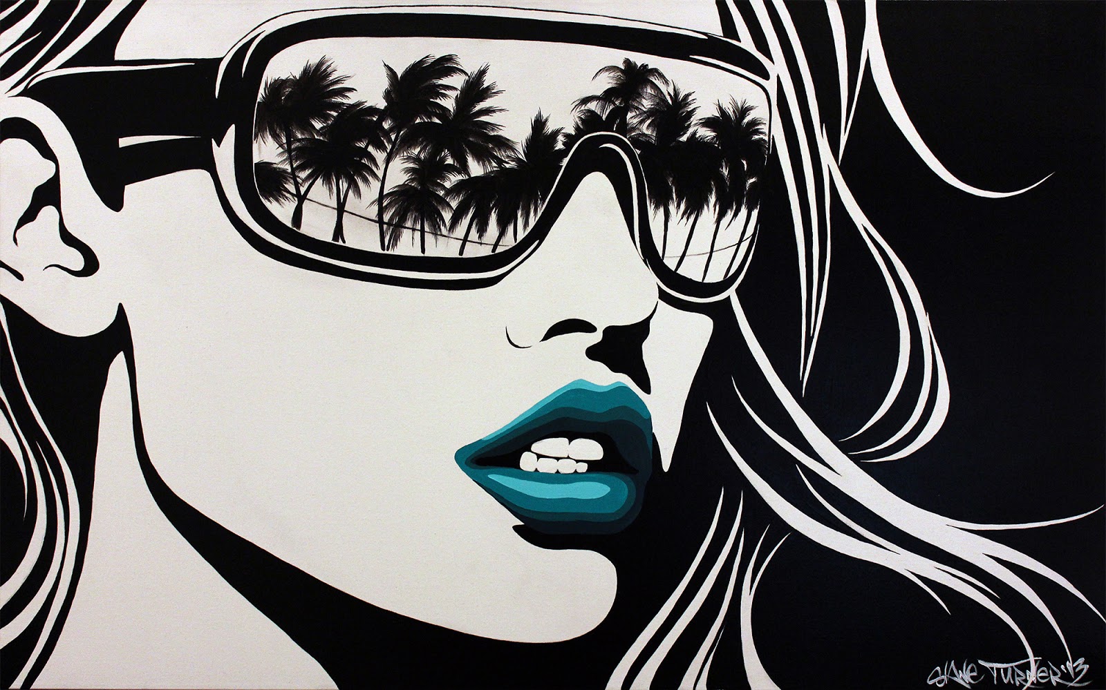 1600x999 Shane Turner Art L.a. Woman - Black And White Woman Painting