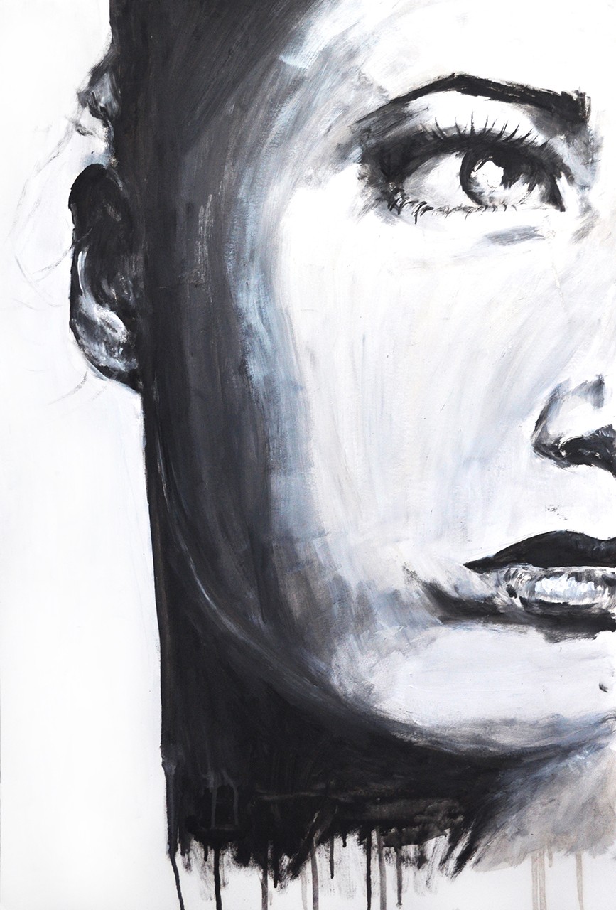 867x1280 Black White Oil Painting Portrait Women - Black And White Woman Painting