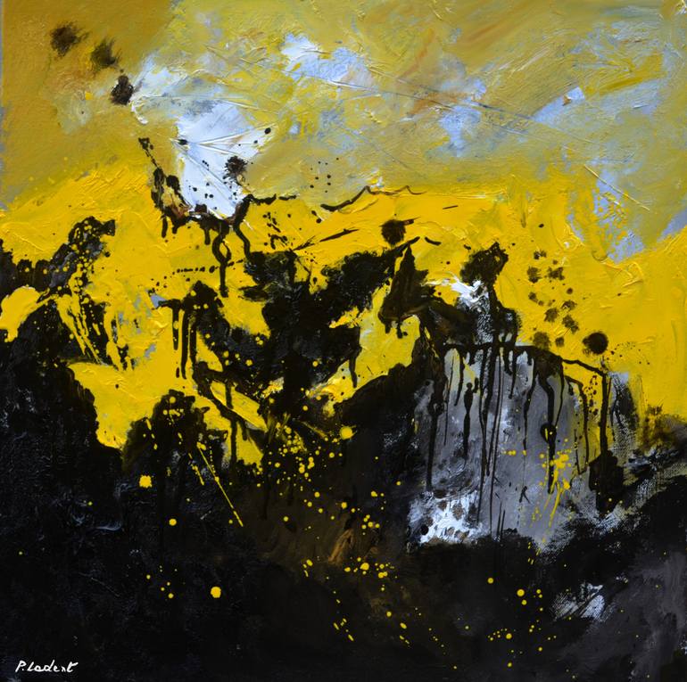 770x765 Saatchi Art Black And Yellow Struggle Painting By Pol Ledent - Black And Yellow Painting