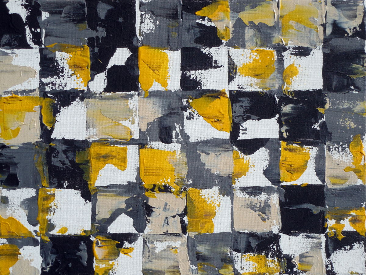 1200x902 Yellow And Gray Abstract Painting Holly Anderson (Holly Anderson) - Black And Yellow Painting