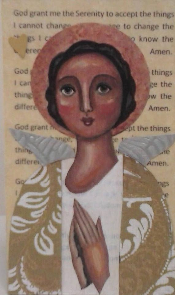 570x961 Black Angel Painting, Angel Painting, Christmas Ornament, Original - Black Angel Painting