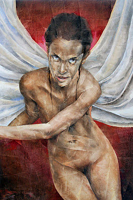 267x400 Black Angel Painting By Michael Solovyev - Black Angel Painting