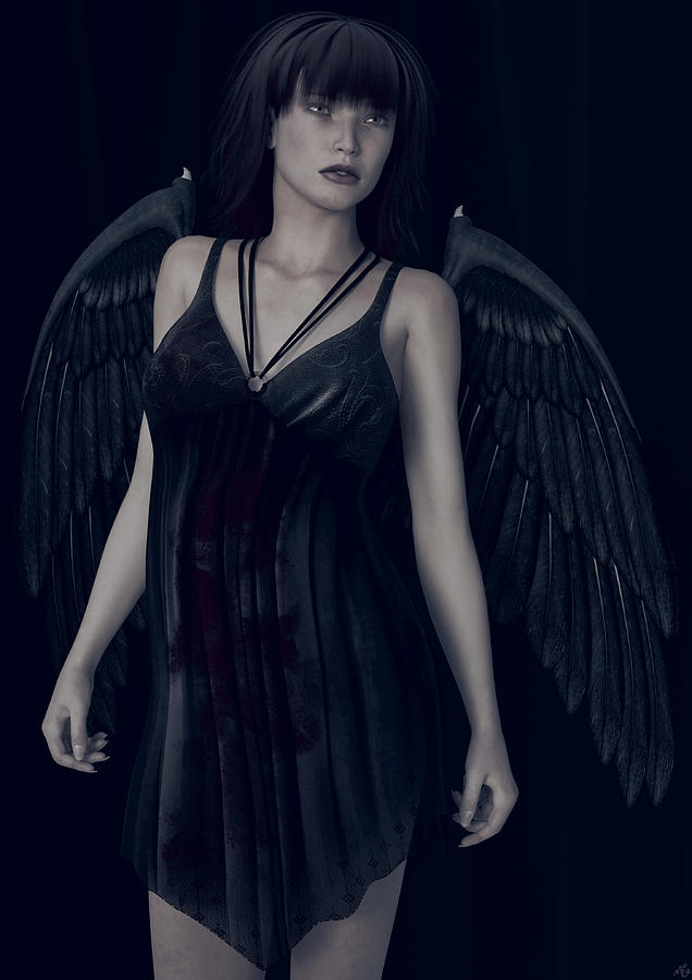 636x900 Fallen Angel - Black Angel Painting