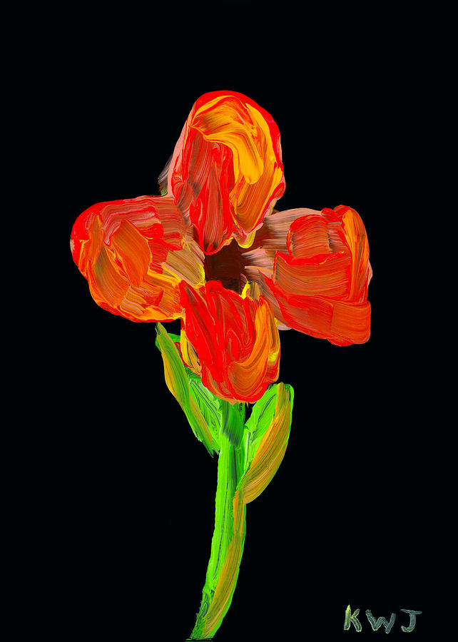 642x900 Colorful Flower Painting On Black Background Painting By Keith - Black Background Painting