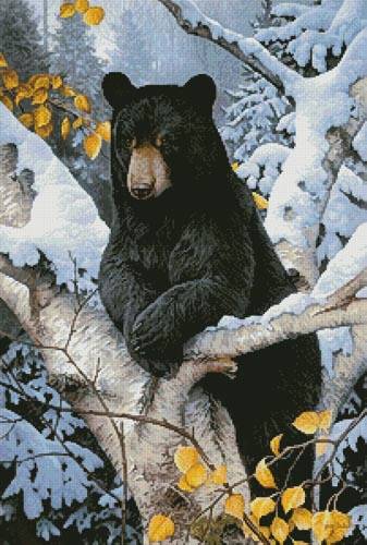 337x500 Black Bear Painting Cross Stitch Pattern Bears - Black Bear Painting