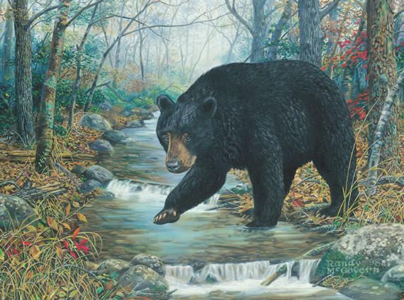 570x423 Black Bear Wall Decor, Black Bear Canvas Art, Large Bear Painting - Black Bear Painting