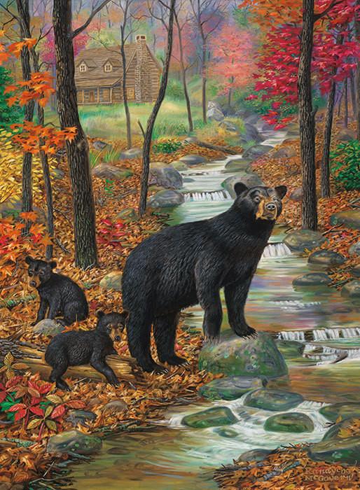 514x700 Black Bear Wall Decor, Large Wall Art Print, Large Bear Painting - Black Bear Painting