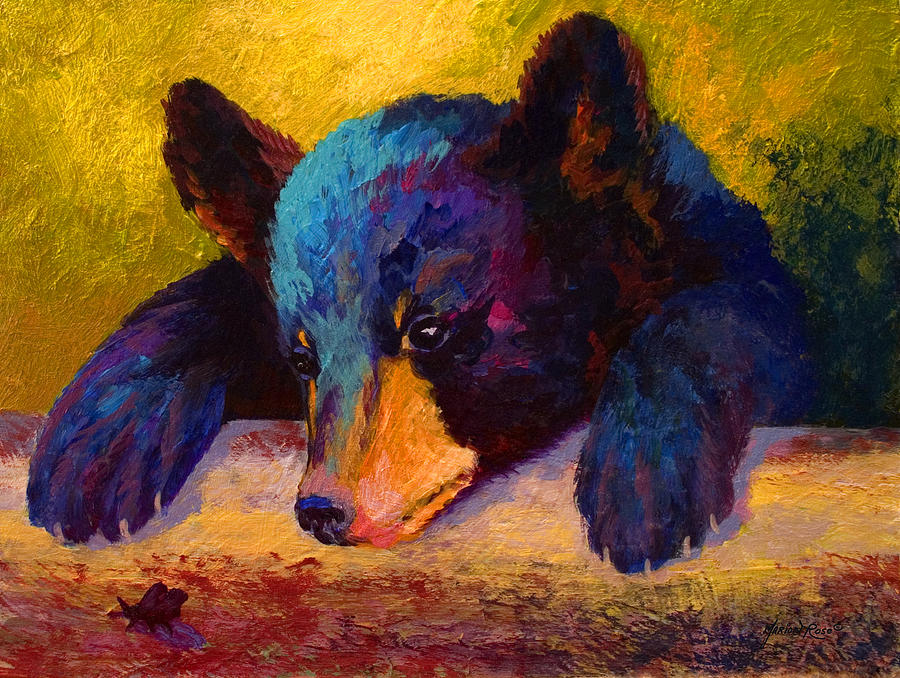 900x678 Chasing Bugs - Black Bear Painting