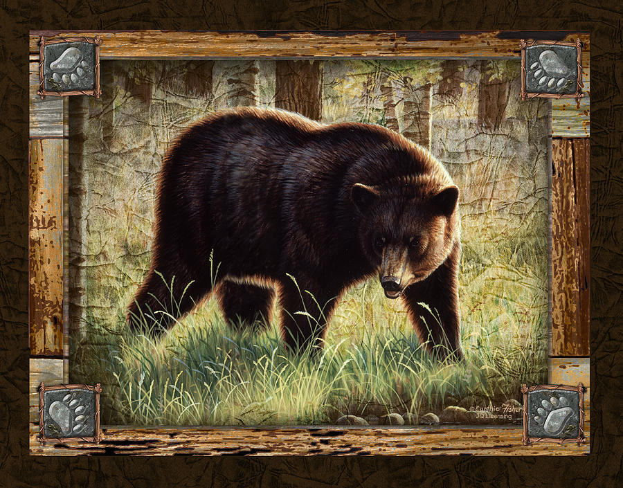 900x705 Deco Black Bear Painting By Jq Licensing - Black Bear Painting