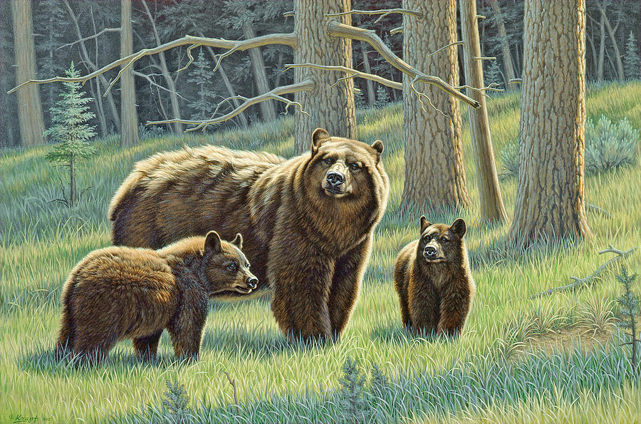 900x595 The Family - Black Bear Painting