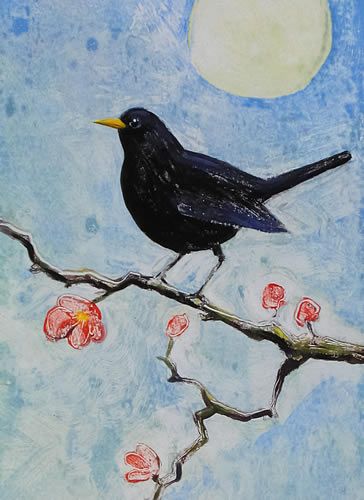 364x500 Blackbird Ii By Roger Oakes. This Blackbird Painting Is - Black Bird Painting