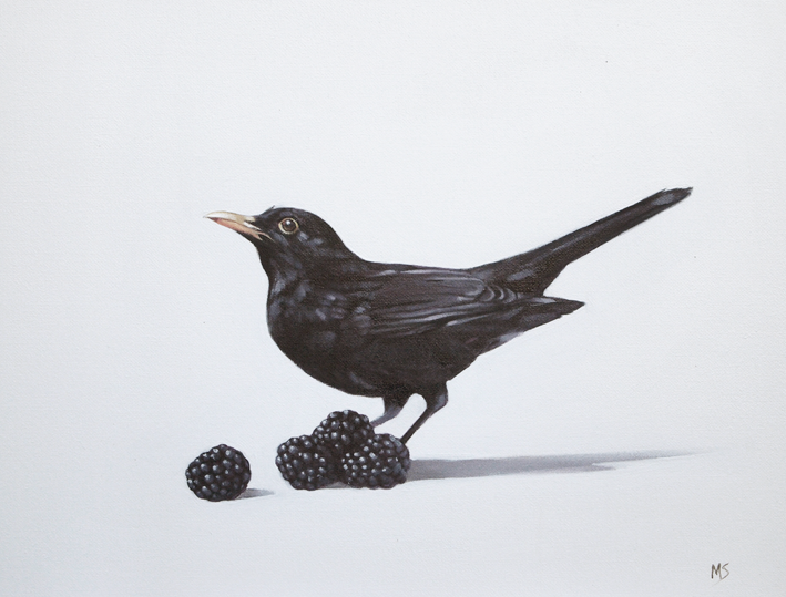 709x539 Paintings Of Birds In Oils - Black Bird Painting