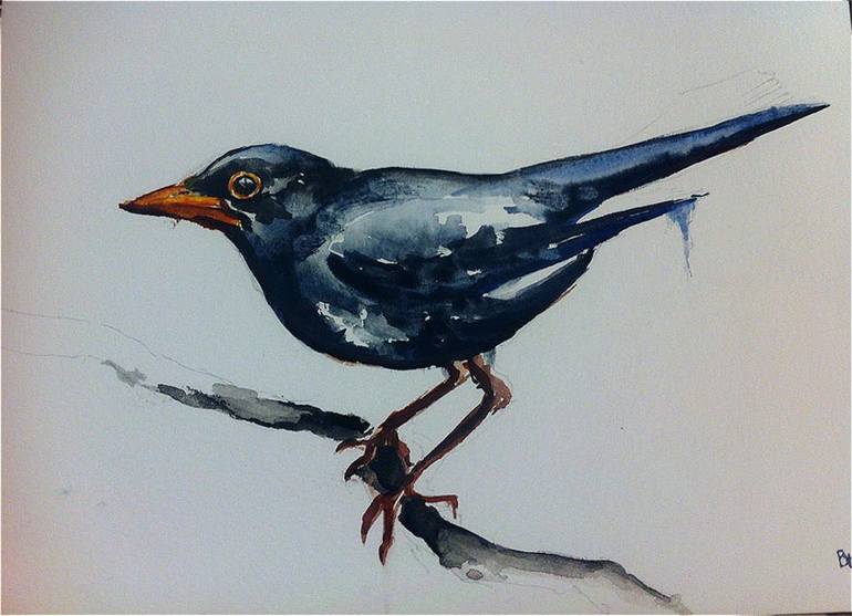 770x557 Saatchi Art Black Bird Painting By Richard Biro - Black Bird Painting