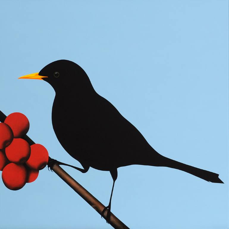 770x770 Saatchi Art Blackbird Painting By Jeroen Allart - Black Bird Painting