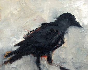 340x270 Black Bird Painting, Crow Art, Raven Art, Bird Giclee Print, Made - Black Bird Painting