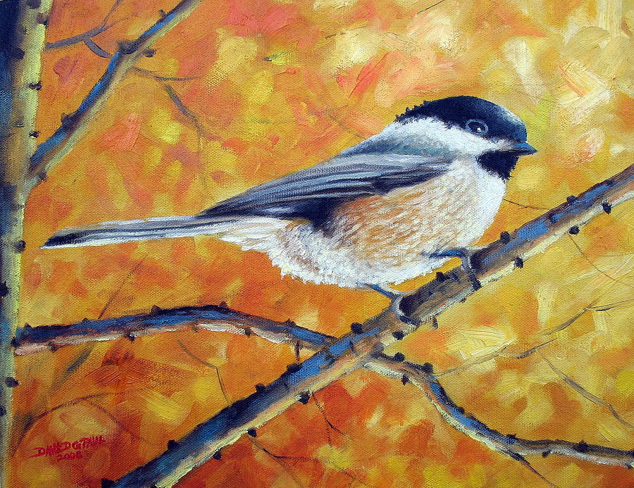 900x693 Black Capped Chickadee Painting By David G Paul - Black Capped Chickadee Painting