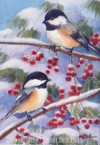 345x500 Zeh Original Art Blog Watercolor And Oil Paintings Black Capped - Black Capped Chickadee Painting