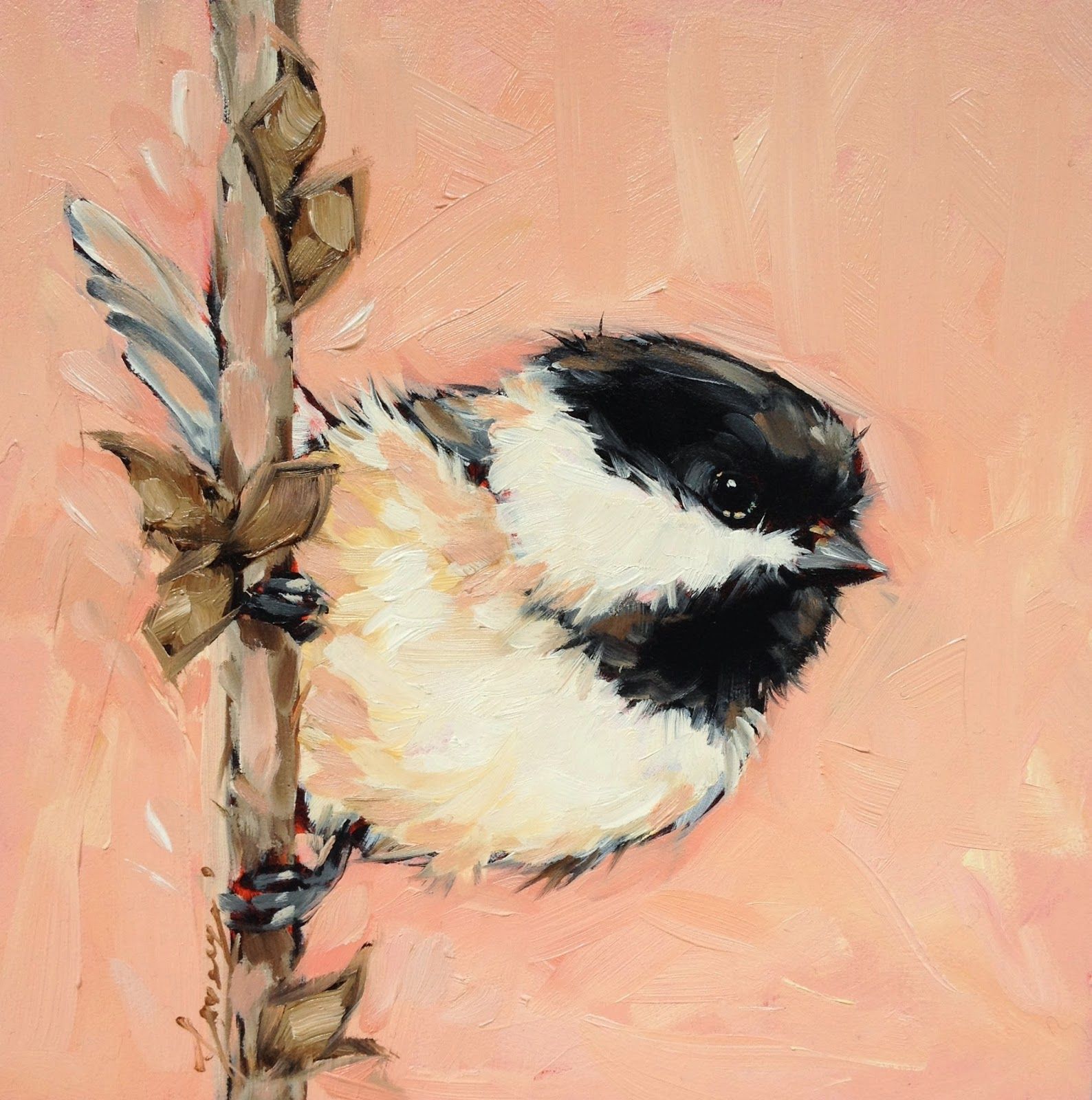 1588x1600 Capped Chickadee - Black Capped Chickadee Painting