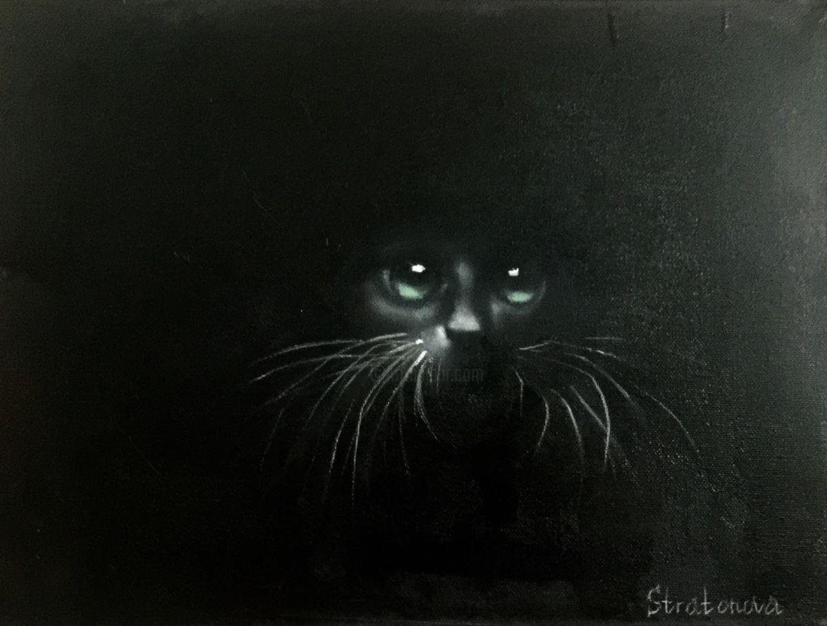 1200x909 Black Cat (Valentinka Nsr) - Black Cat Painting