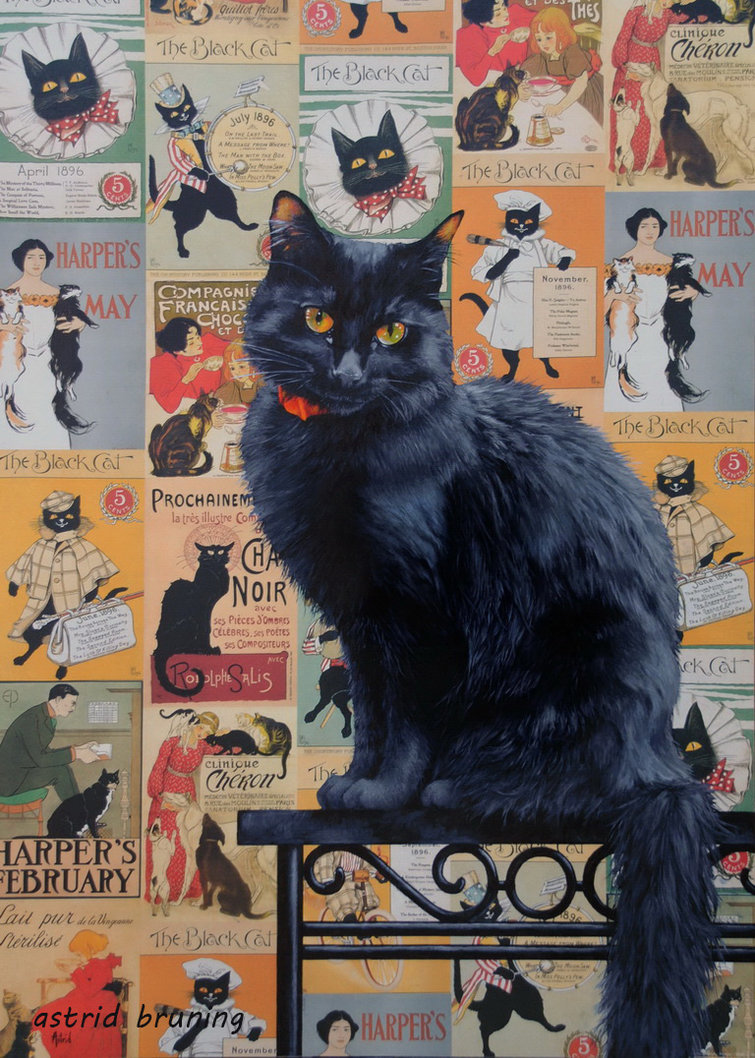 755x1058 The Black Cat - Black Cat Painting