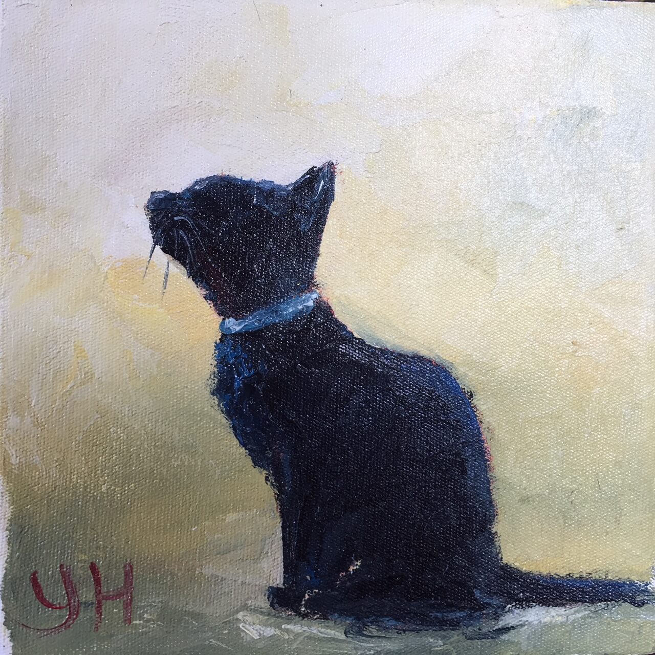 1280x1280 Oil Paintings Of A Black Cat - Black Cat Painting