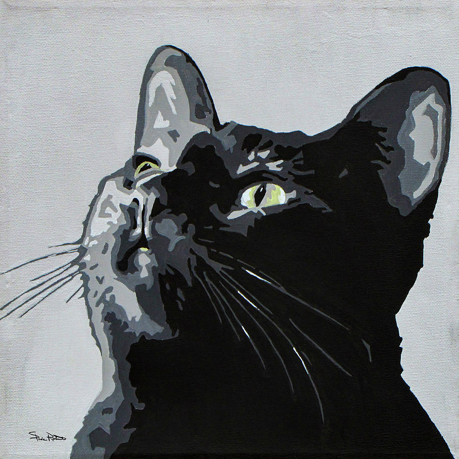 900x900 Black Cat Painting By Slade Roberts - Black Cat Painting