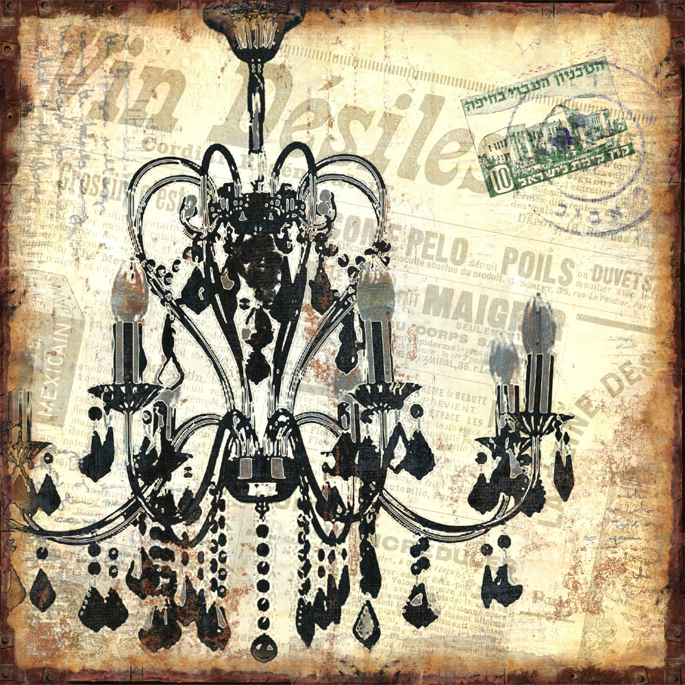 1000x999 Chandeliers ~ Distressed Chandelier Canvas Art Print Chandelier - Black Chandelier Painting