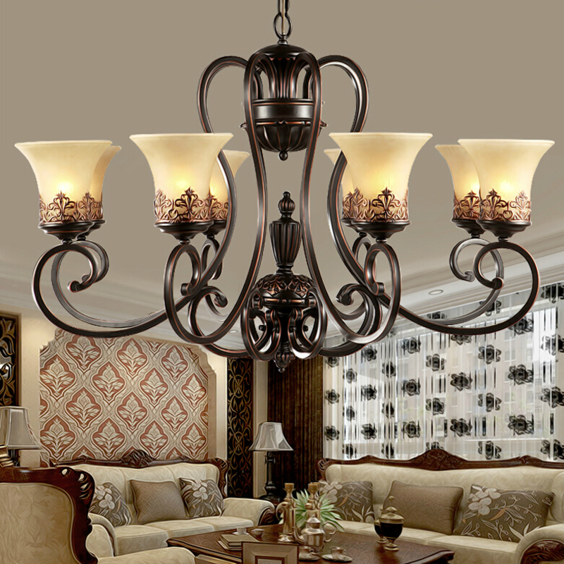 800x800 Retro Vintage Chandeliers 8 Lights Black Painting Resin Metal - Black Chandelier Painting