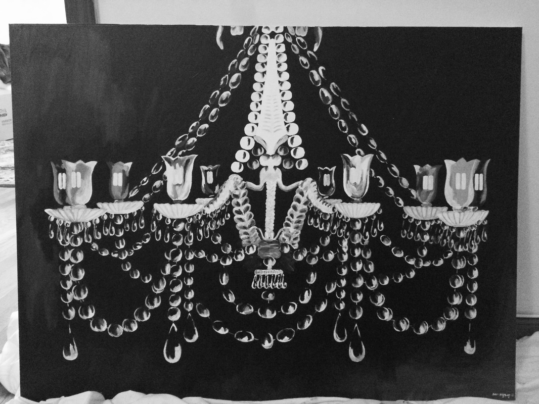 1066x800 Black Chandelier Painted - Black Chandelier Painting