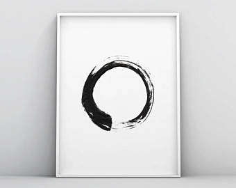 340x270 Black White Abstract Etsy - Black Circle Painting