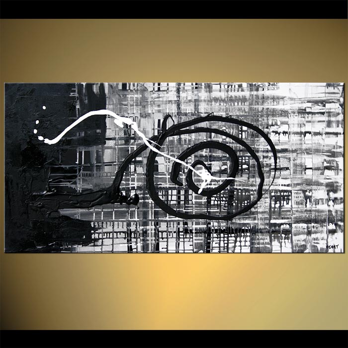 700x700 Painting - Black Circle Painting