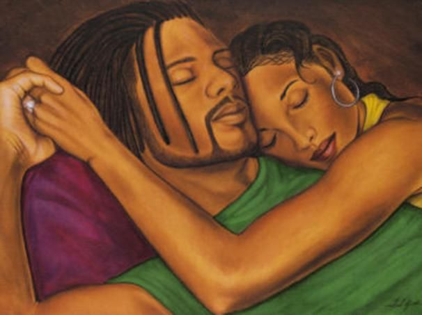 606x453 Black Love Art Black, American Art And African - Black Couple Painting