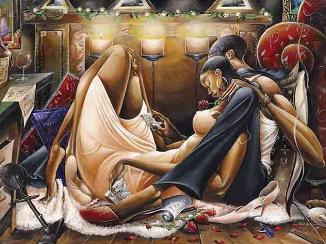 640x480 African Princess - Black Couple Painting