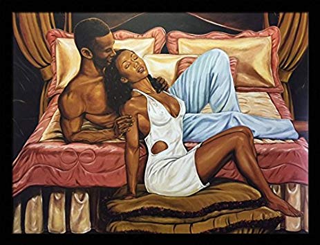 463x354 Pillow Talk ( Romance Couple ) - Black Couple Painting