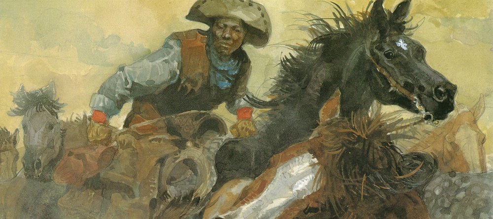 1000x445 Jerry Pinkney The Nccil - Black Cowboy Painting