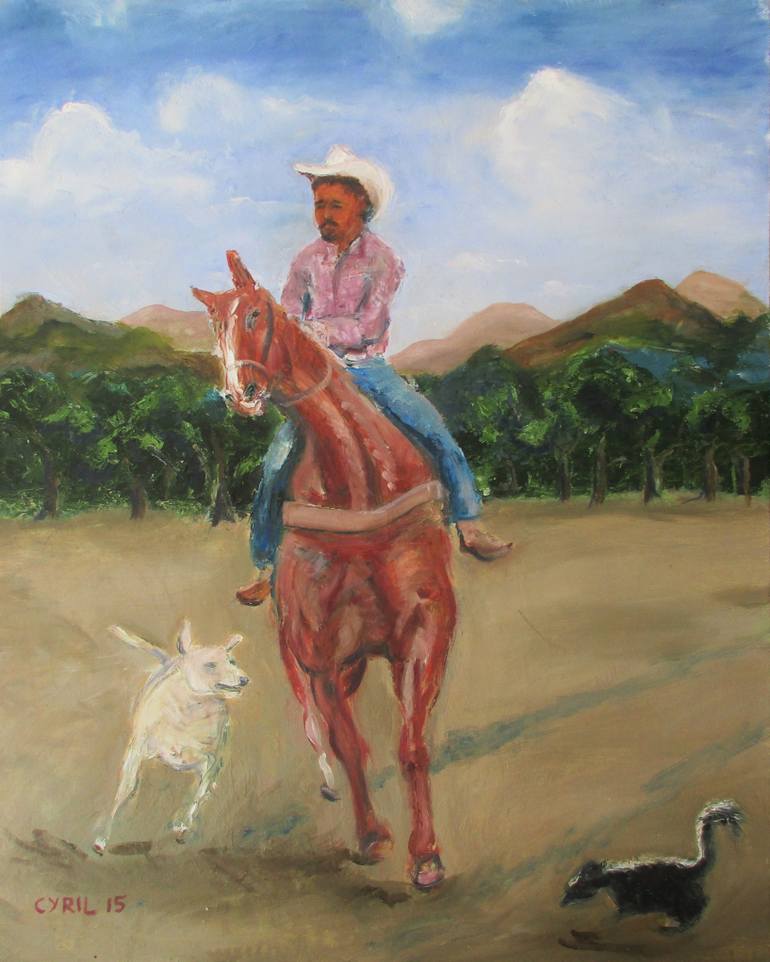 770x962 Saatchi Art Black Cowboy 1 Painting By Cyril Harris - Black Cowboy Painting