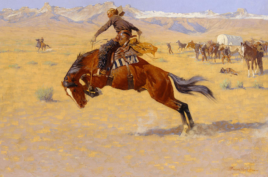 900x597 A Cold Morning On The Range Painting By Frederic Remington - Black Cowboy Painting