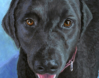 340x270 Black Dog Art Etsy - Black Dog Painting