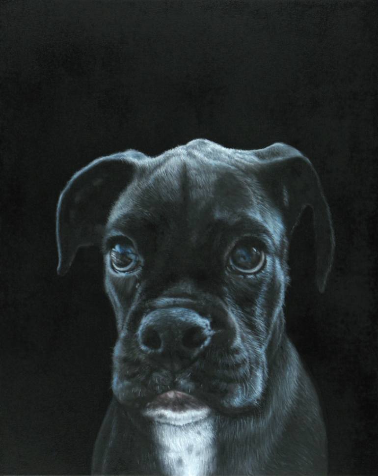 770x969 Saatchi Art Black Dog - Black Dog Painting